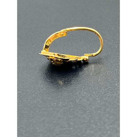 Designer Signed Vintage 18k Yellow Gold Flower Floral Dangle Drop Hook Earrings - Picture 9 of 15